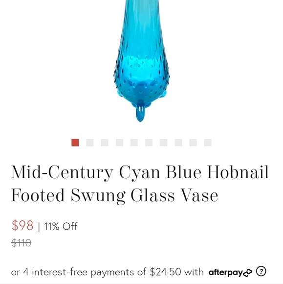 Mid Century Cyan Blue Hobnail Footed Vase - Picture 2 of 2